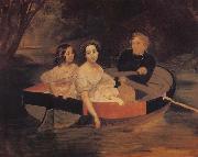 Karl Briullov Portrait of the Artist with Baroness Yekaterina Meller-akomelskaya and her Daughter in a Boat France oil painting reproduction